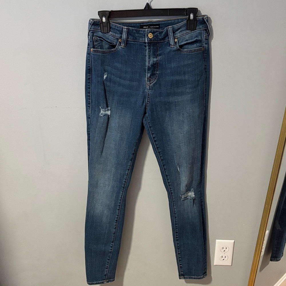 True Religion‎ Halle High Rise Skinny Dark Blue Denim Jeans Distressed